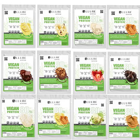 Kit Doses 100% Proteína Vegana Vegan Protein 12 sabores