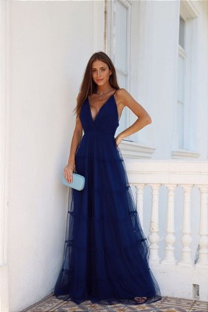 Vestido Gabriela Azul Marinho