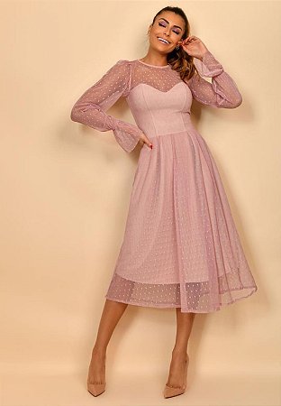 vestido tule rosa