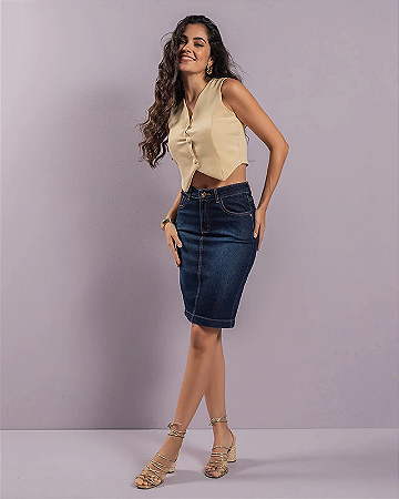 Saia Secretária Black Jeans