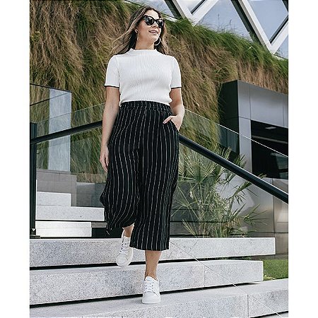 pantacourt preta listrada