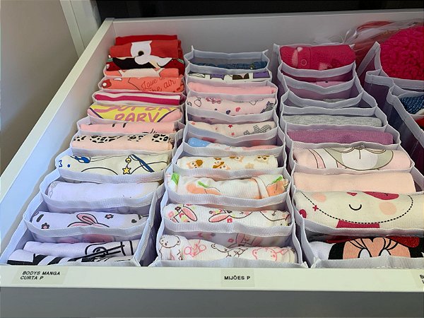 Colmeia Organizadora Bebê P - 10 Divisões (Ideal para bodys RN, calças, fraldas de boca, fraldas descartáveis, tapa fraldas, acessórios)
