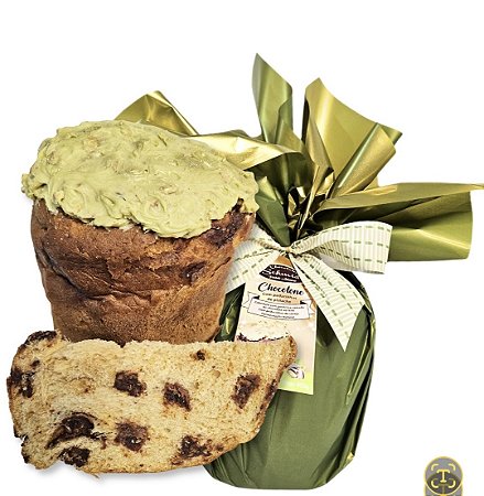 Chocotone coberto com chocolate sabor pistache 475g