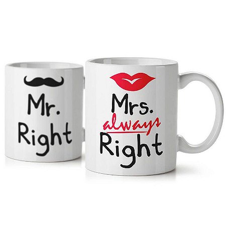 Jogo de Canecas Casados Mr. and Mrs. Right