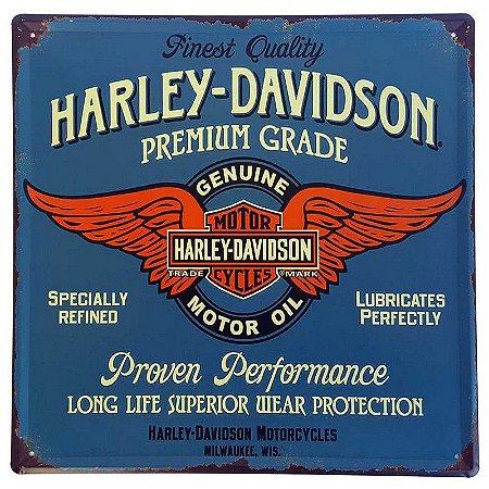 Placa de Metal Decorativa Harley Davidson - 30 x 30 cm