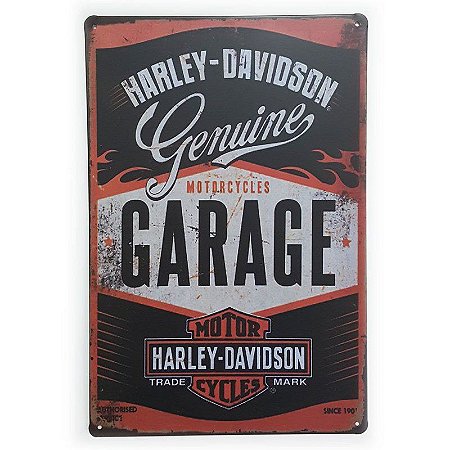 Placa de Metal Harley-Davidson Motorcycles Garage - 30 x 20 cm