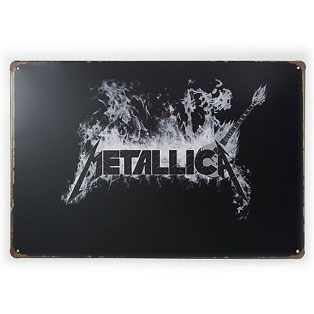 Placa de Metal Metallica Logo - 30 x 20 cm