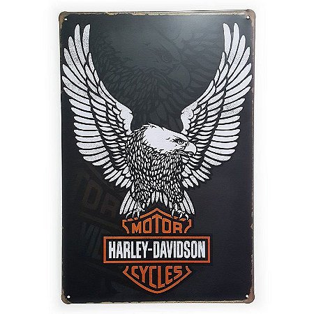 Placa de Metal Harley-Davidson Águia - 30 x 20 cm