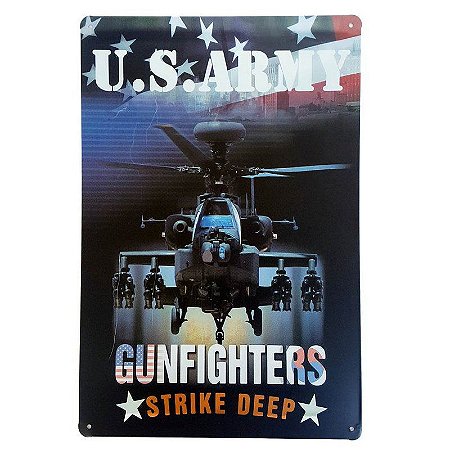 Placa de Metal Decorativa US Army Strike Deep - 30 x 20 cm