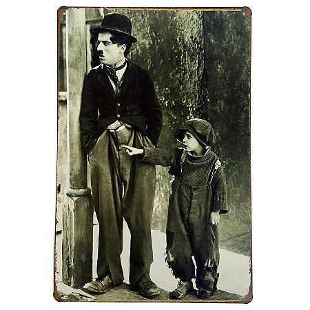 Placa de Metal Decorativa Charlie Chaplin - 30 x 20 cm