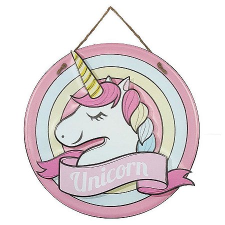 Placa de Metal Alto Relevo Unicórnio Unicorn