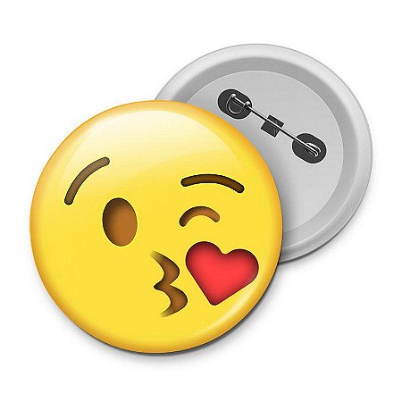 Botton Emoticon - Emoji Beijinho com Amor
