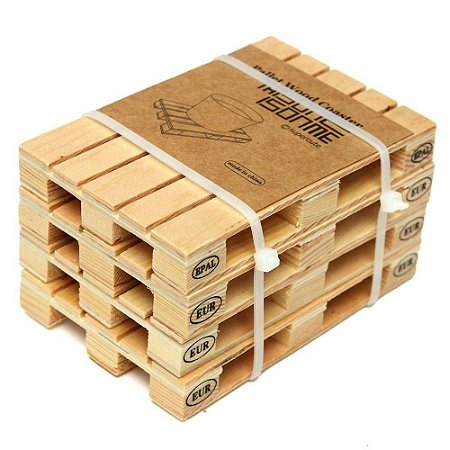 Porta Copos Pallet Wood Coaster - 4 unidades