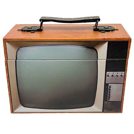 Caixa Decorativa de madeira TV retrô - marrom