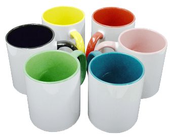 Caneca Cerâmica Interior e Alça Colorida 325 ml