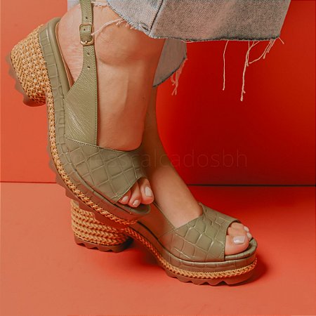 Sandália bloquinho jess calçados verde