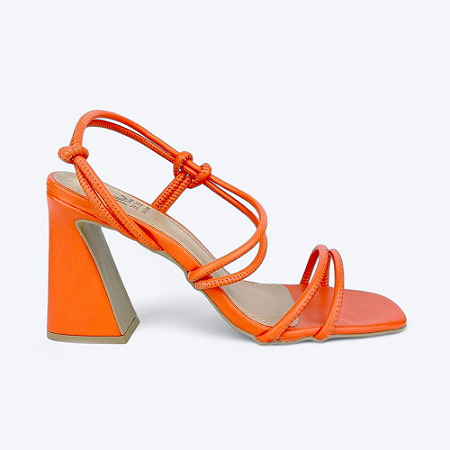 Sandália Jess Calçados Salto Vírgula Detalhe Em Costura Nó Lateral Orange