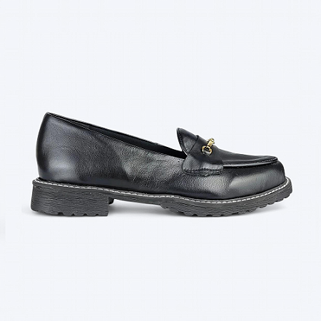 Mocassim Jess Detalhe Fivela Em Couro Preto
