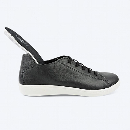 Tênis Feminino Slim Em Couro Legítimo Preto