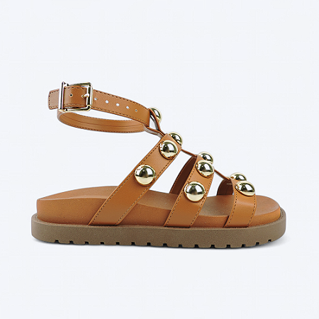 Rasteira Papete Jess Calçados Flatform Boll Caramelo