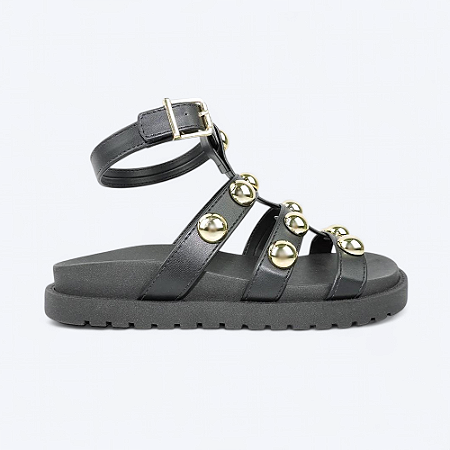 Rasteira PapeteJess Calçados Flatform Boll Preta