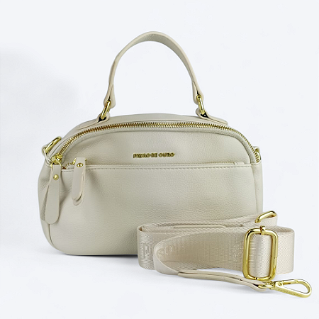 Bolsa Tiracolo Feminina Com Alça Larga Gorgurão Off White