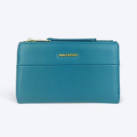 Carteira Feminina Basic Fecho Ziper Azul