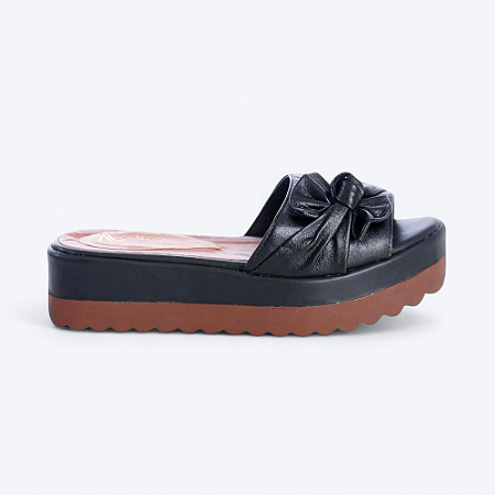 Tamanco Flatform Preto Lacinho