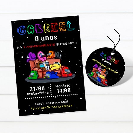 Convite digital Among Us + arte para Tag