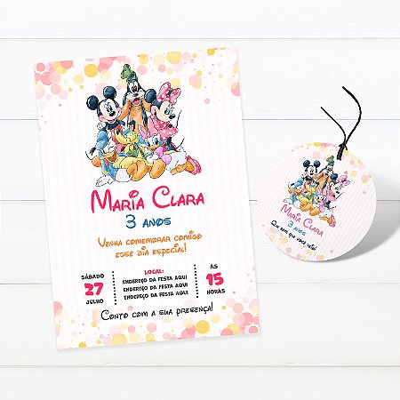 Convite digital Mickey e Minnie + Tag