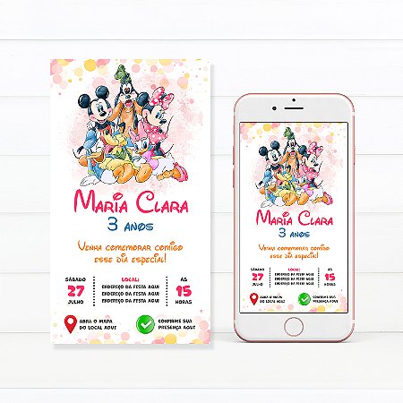 Convite Digital Interativo Turma do Mickey e Minnie