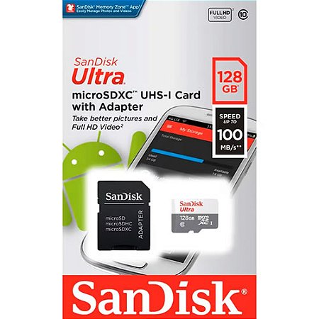 Cartão de Memória Micro SD Ultra Classe 10 128GB - Sandisk