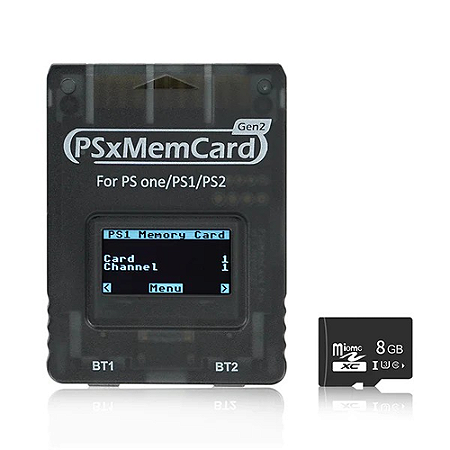 PSxMemCard Geração 2 para Psone / PS1 / PS2 Preto - Bitfunx