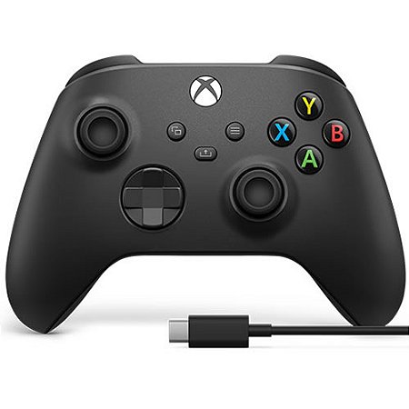 Controle Sem Fio Xbox Series S/X /PC + Cabo USB Carbon Black - Microsoft