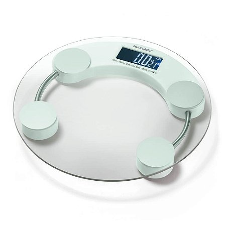 Balança Corporal Digital Banheiro – Multilaser EatSmart 180 Kg – Branca/Transparente