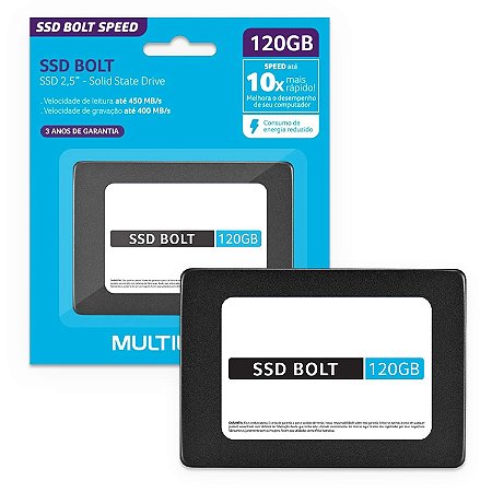 SSD MULTILASER 2,5 POLEGADAS 120GB bolt 400 - GRAVAÇÃO 400 MB/S
