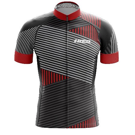 Camisa de Ciclismo PRO - Linhas - Vermelha e Preto