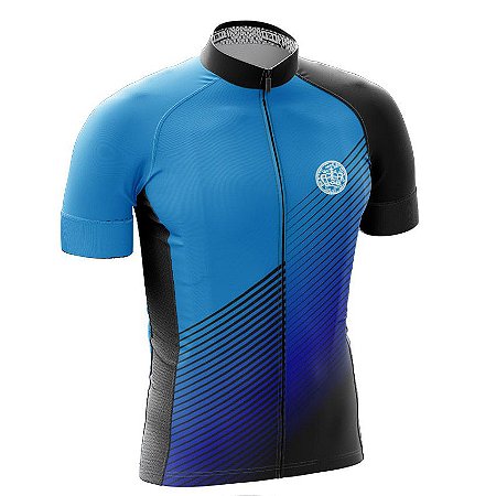 Camisa de Ciclismo PRO - Linhas - Azul e Preto