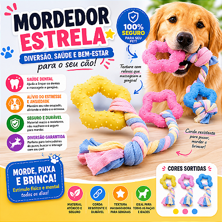 Brinquedo Pet Dog Mordedor Estrela Corda