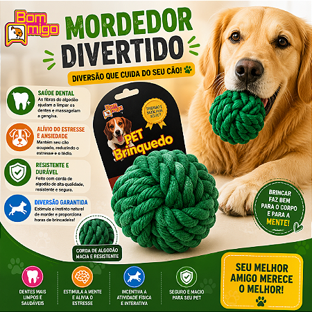 Brinquedo Pet/Cão/ Dog/Gato Corda Bola Degrade M