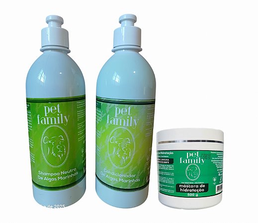ALGAS MARINHAS - Shampoo + Condicionador + Máscara Efeito Hidratante Pet Family