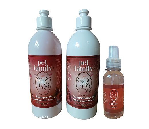 CEREJA E AVELÃ - Shampoo + Condicionador + Colônia Nashira 120 ml Pet Family