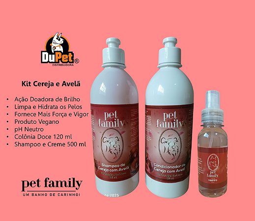 CEREJA E AVELÃ - Shampoo + Condicionador + Colônia Nashira 120 ml Pet Family