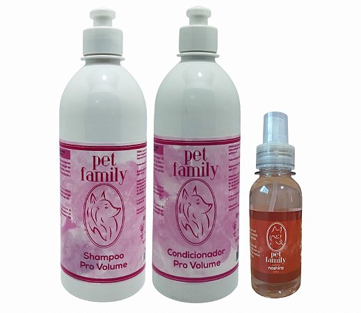 PRO VOLUME - Shampoo + Creme Condicionador + Colônia Doce 120ml Pet Family