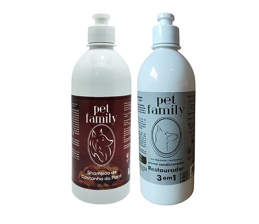 CASTANHA DO PARÁ - Shampoo + Creme Condicionador 3X1 Pet Family 500 ml