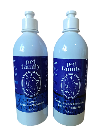 BRANQUEADOR MATIZANTE - Shampoo + Creme Condicionador Neutro Premium Pet Family 500 ml