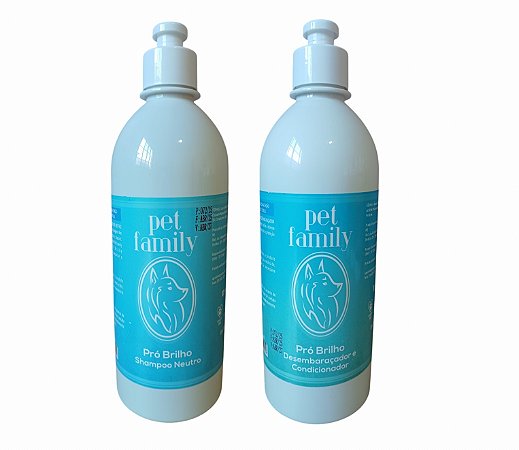 PRO BRILHO - Shampoo + Creme Condicionador Desembaraçante Pet Family 500 ml