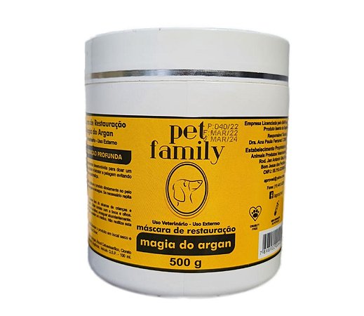 MAGIA DO ARGAN - Máscara de Hidratação e Restauração Pet Family 500g