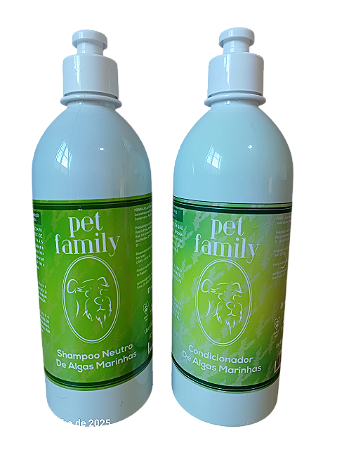 ALGAS MARINHAS - Shampoo e Creme Condicionador Efeito Brilho e Maciez na Pelagem Pet Family 500 ml