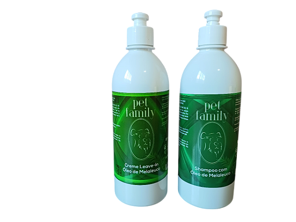 MELALEUCA - Shampoo + Leave In Creme Hidratante Sem Enxágue Com Óleo de Melaleuca Pet Family 500 ml